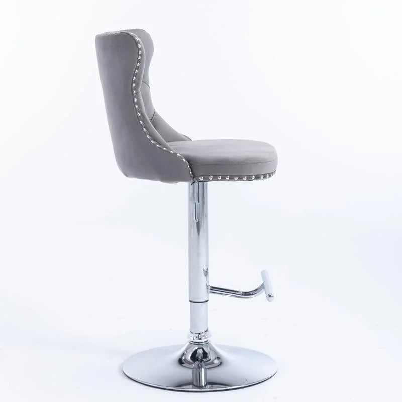 Swivel Velvet Barstools Adjusatble Seat Height from 25-33 Inch, Modern Upholstered Chrome base Bar Stools with Backs Comfortable