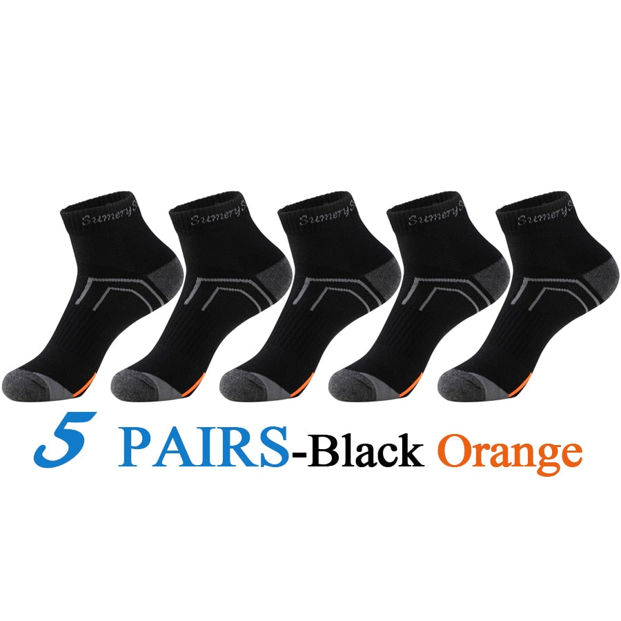 5 Pairs/Lot Mens Running Socks Casual Outdoor Sports Cotton Orange Red Stripes Compression Black 15 Styles Travel Hot Sale 2023