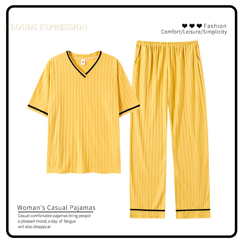 Summer Knitted Cotton Elegant Pajamas Set Women Pyjamas Polka Dots Sleepwear Nightwear Pijama Mujer Plus Size Calf-Length Pants
