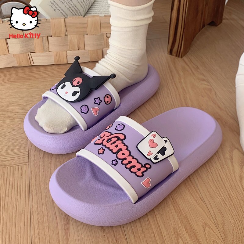 Simple Hello Kitty Anime Cartoon Pink Songgao Sandals Slippers Wedge Heel Clip Feet Thick Bottom Non-Slip Slippers Kids Gifts