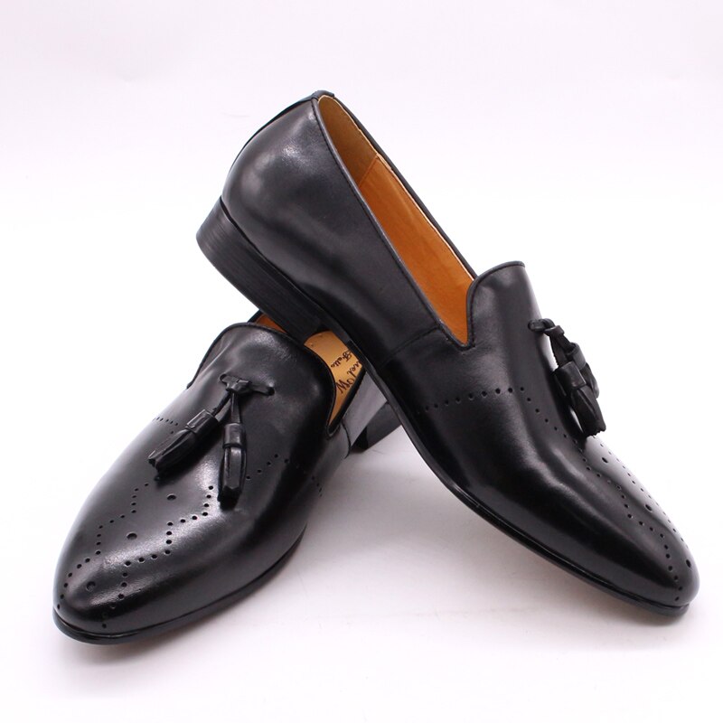 FELIX CHU Men's Tassel Loafers Calf Genuine Leather Wedding Party Men Casual Dress Shoes Fashion Gentleman Stree Style Men Shoes