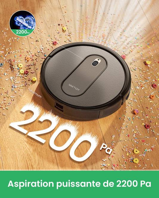 Vactidy Nimble Robot Vacuum Cleaner, 2200Pa Strong Suction Robotic Vacuums, Super Slim, Quiet, Schedule Setting, Self-Charging,