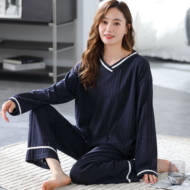 Summer Knitted Cotton Elegant Pajamas Set Women Pyjamas Polka Dots Sleepwear Nightwear Pijama Mujer Plus Size Calf-Length Pants