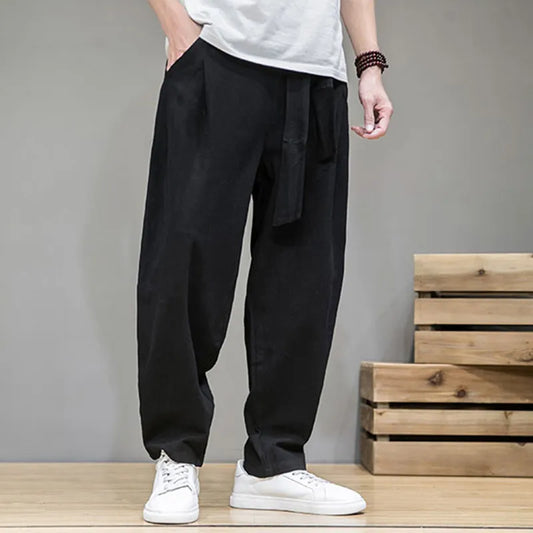 Spring Cotton Linen Pants Men Elastic Waist Casual Harem Pant Loose Sweatpants Traditional Chinese Trousers pantalons homme