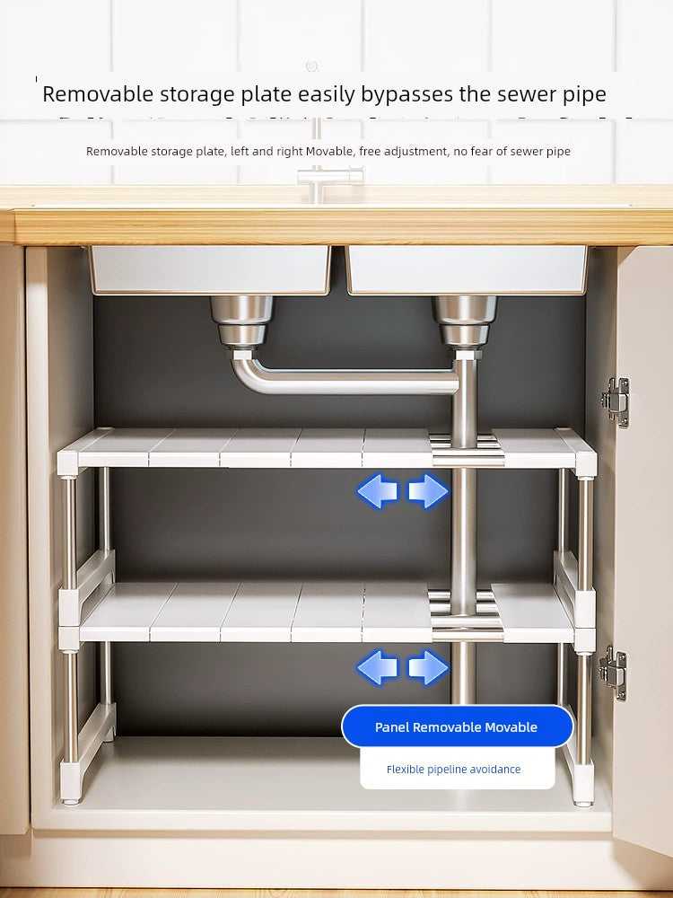 Desktop Multi-Layer Retractable Partition Kitchen Shelf