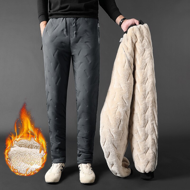 New Winter Men's Casual Pants Thick Warm Windproof Jogger Pants Men Solid Fleece Trouser Mens Warm Sweatpants Plus Size 7XL