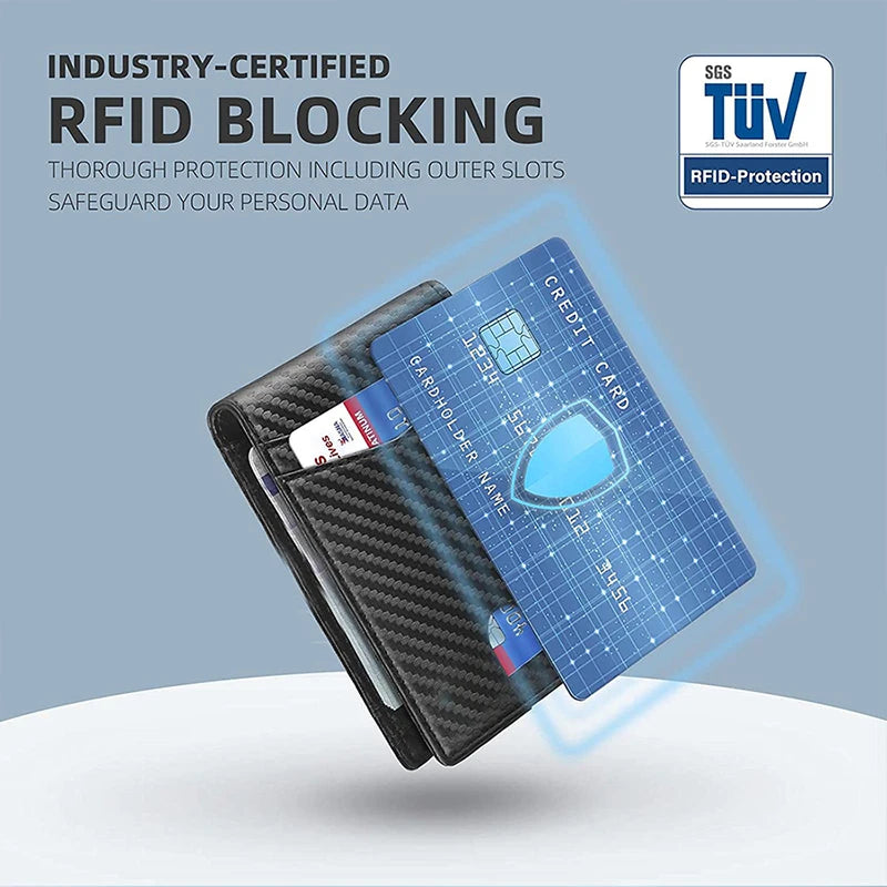 Rfid Carbon Fiber Airtag Men Wallets Credit Card Holder Wallet Purse Minimalist Wallet for Men Slim Black Wallet for Air Tag