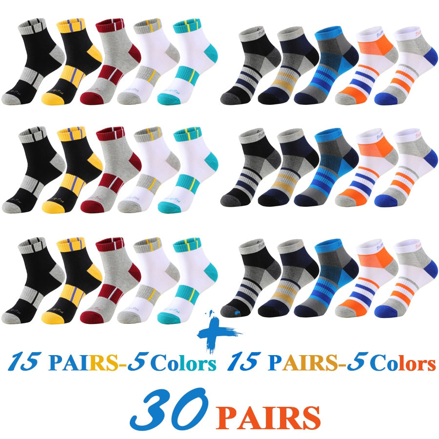 5 Pairs/Lot Mens Running Socks Casual Outdoor Sports Cotton Orange Red Stripes Compression Black 15 Styles Travel Hot Sale 2023