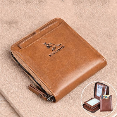 2021 Fashion Men's Coin Purse Wallet RFID Blocking Man Leather Wallet Zipper Business Card Holder ID Money Bag Wallet Male