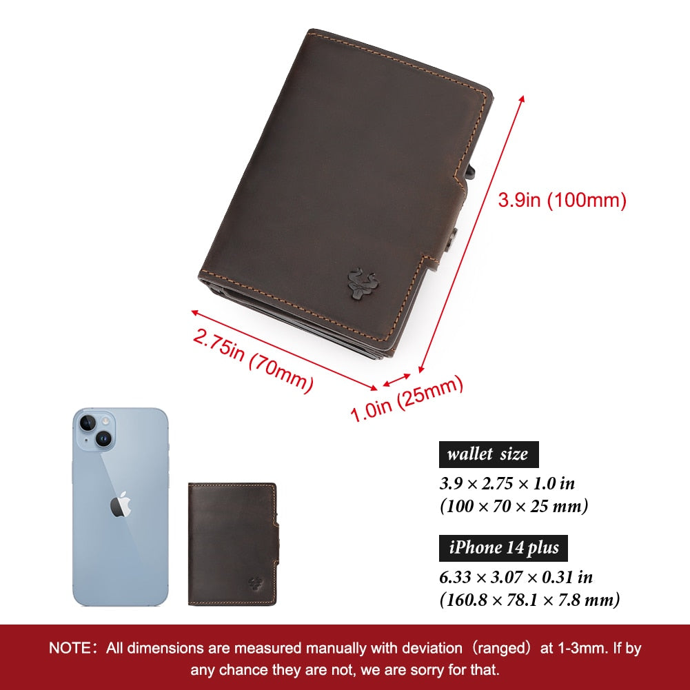 HUMERPAUL Smart Pop Up Card Wallet for Men RFID Genuine Leather Card Case Slim Women Zip Coin Purse with Notes Compartment