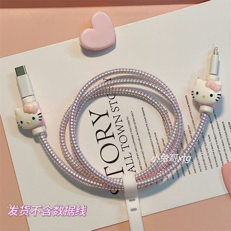 Hello Kitty Kawaii Data Cable Protection Rope Girl Charger Protective Case Headphone Winding Protection Rope Girl Gifts