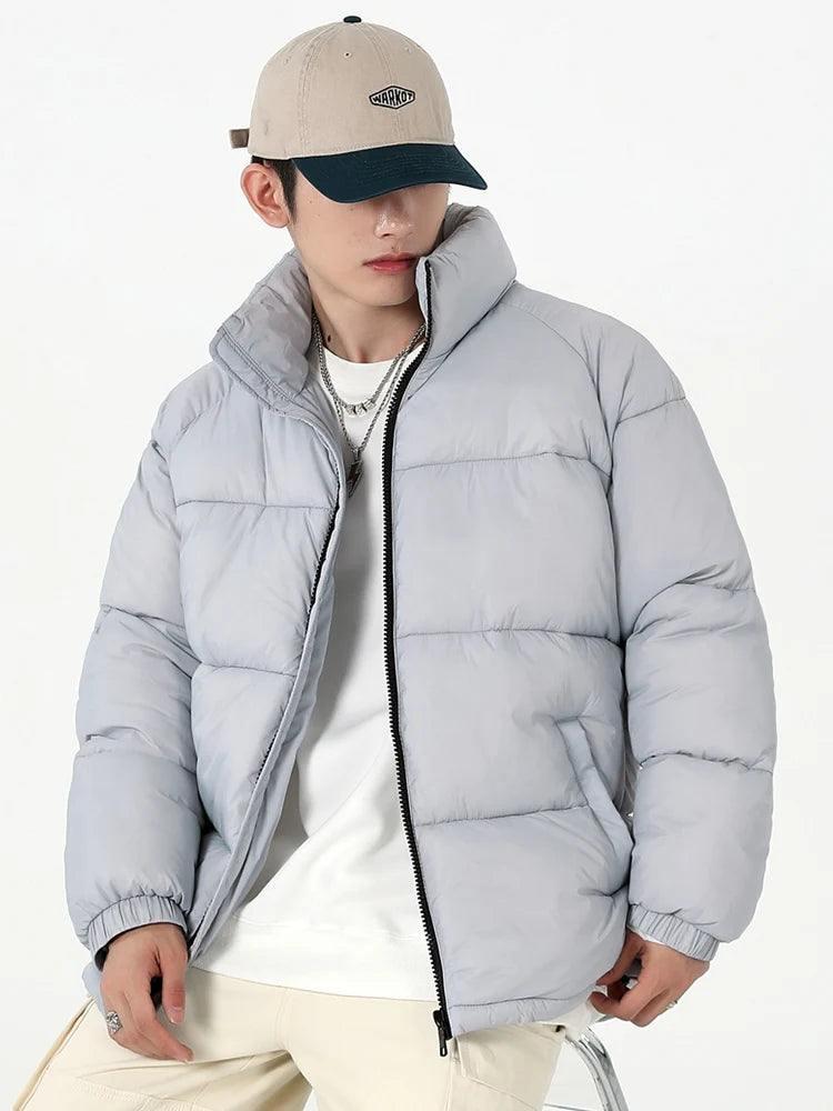 2023 New Winter Men's Parkas Korean Fashion Stand Collar Thick Warm Puffer Jacket Casual Windbreaker Thermal Padded Coat