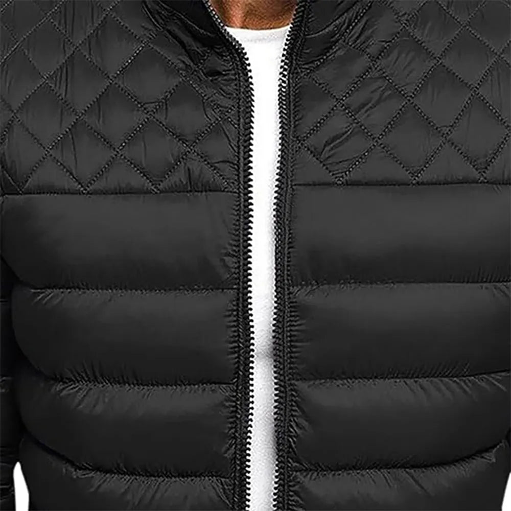 Hot Sale Thick Men’s Warm Zipper Jackets Winter Casual Streetwear Sports Fitness Coats Solid Color Windproof Padded Down Jacket
