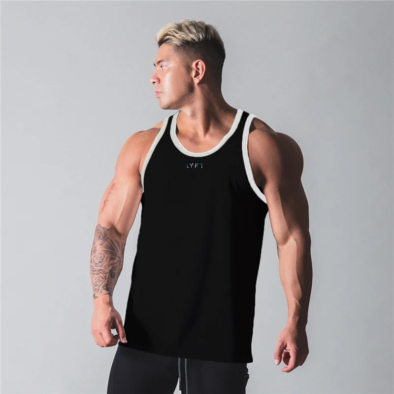 Men's Sports Bodybuilding Vest Gym Workout Fitness Cotton Sleeveless Shirt Running Clothes Summer Casual Wind Solid Color Vest