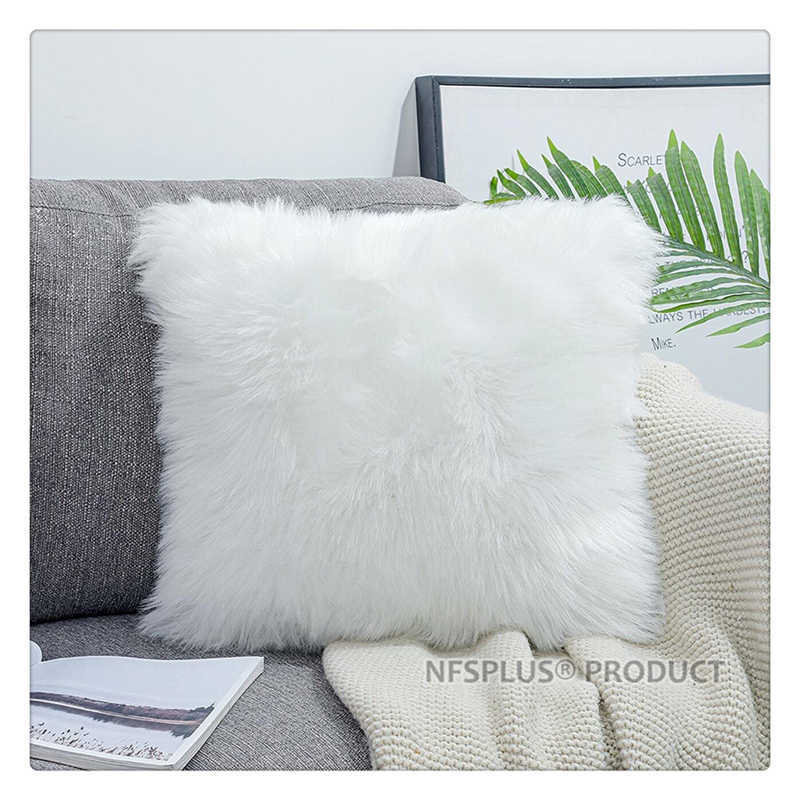 Plush Sofa Cushion Cover 43x43cm Square Pillowcase Solid White Black Red Purple Green Grey Decorative Throw Pillow Covers Cases