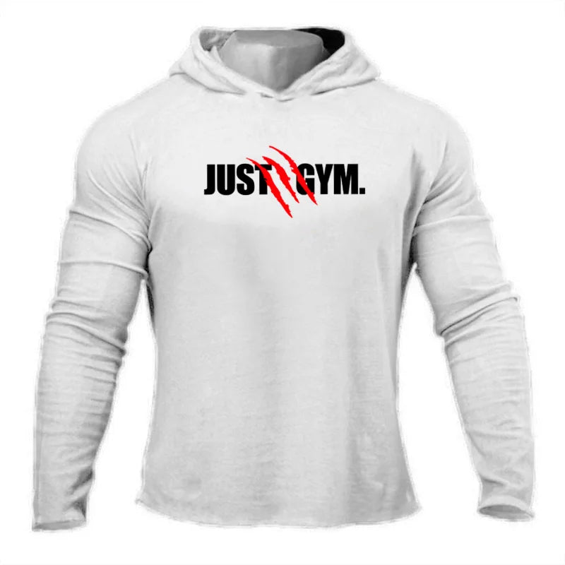 Autumn Slim Fit Hooded T Shirt Mens Cotton Gym T-shirt Men Sports Long Sleeve Shirt Spring Bodybuilding Tee Tops Fitness tshirt