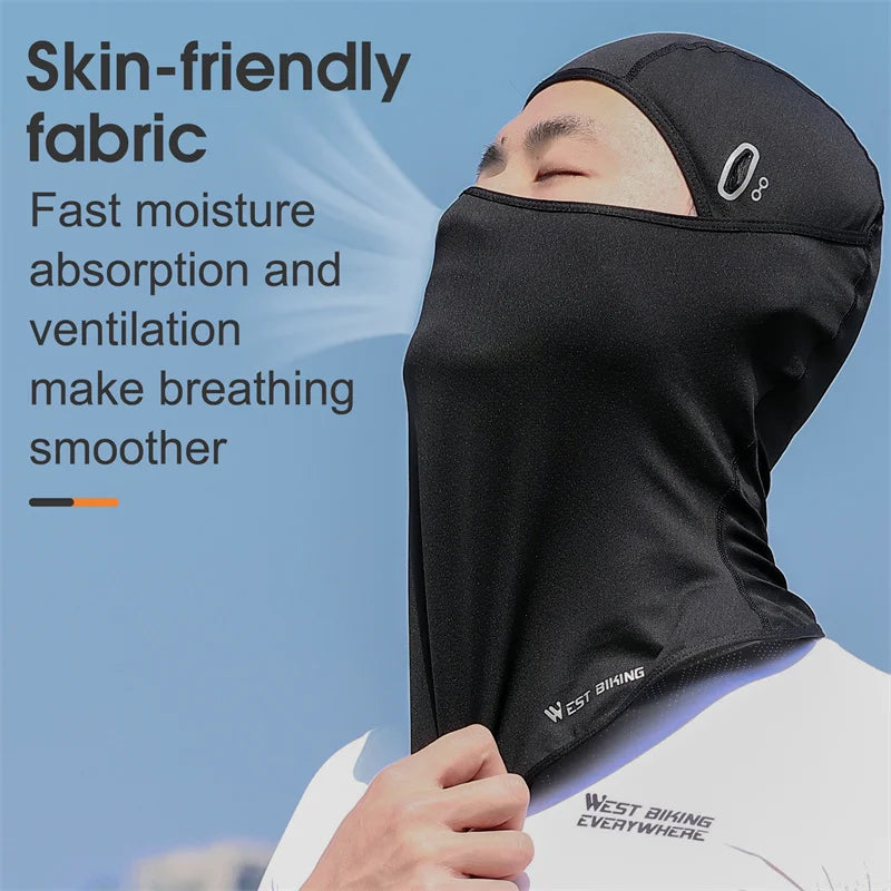 WEST BIKING Summer Breathable Cycling Cap Anti-UV Balaclava Men Full Face Mask Bicycle Motorcycle Running Cooling Sport Gear