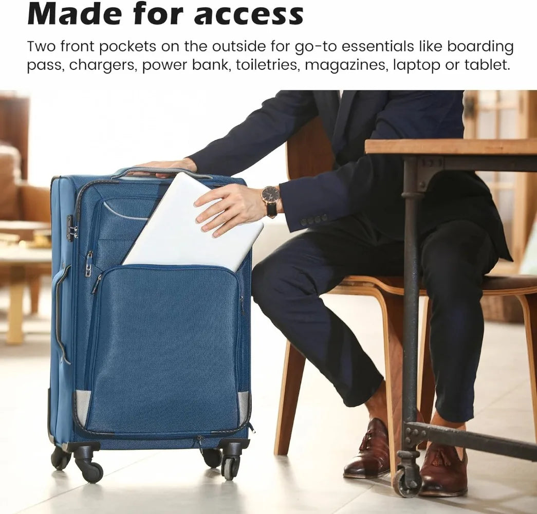 Coolife Luggage 4 Piece Set Suitcase Spinner TSA Lock Softshell lightweight