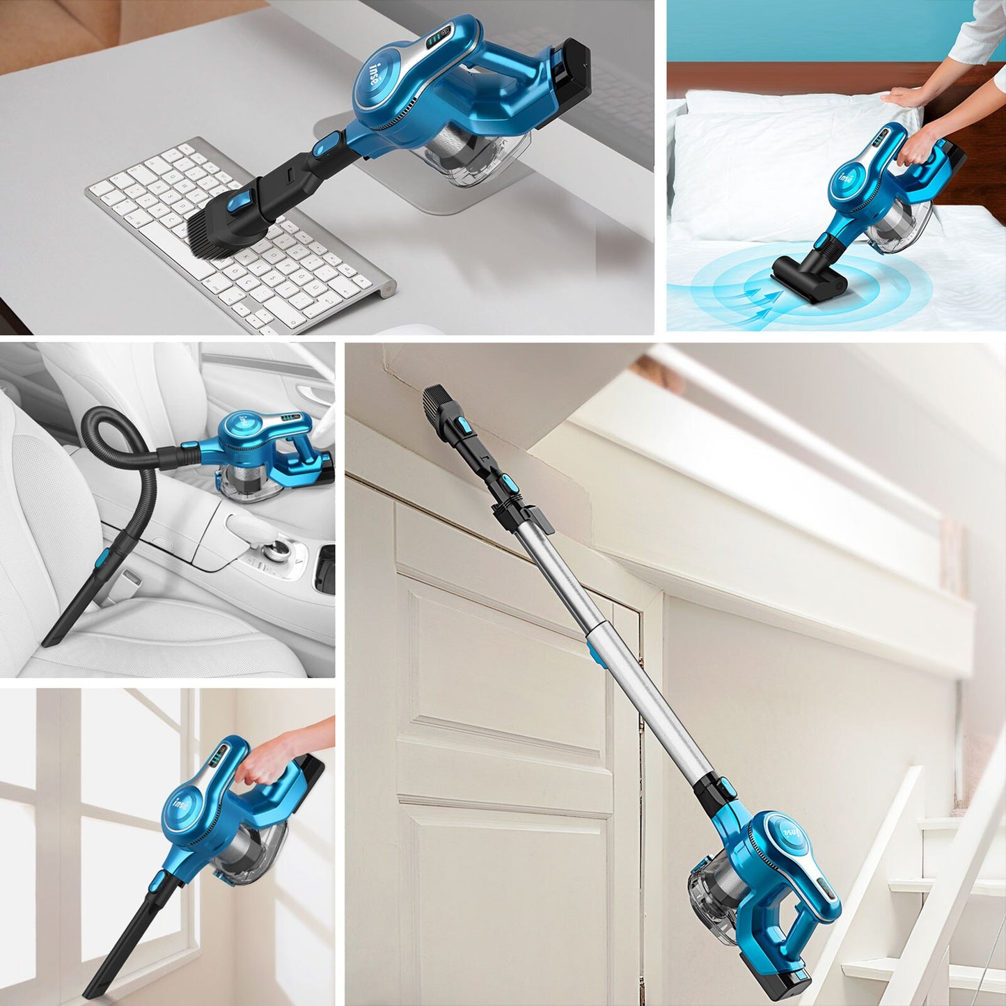 INSE Cordless Vacuum Cleaner 2 Batteries 250W Brushless Motor Multifunctional Stick Vacuum Cleaner Up to 80Min Runtime