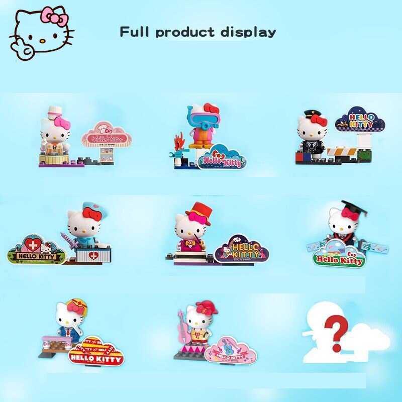 Cute Kawaii Hello Kitty Professional Surprise Cat Head Assembled Building Block Scene Doll Hand Puppet Toy Christmas Gifts