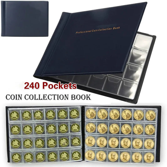 New 240/120 Pockets 10 Pages Money Book Coin Storage Album For Coins Holder Collection Books High Quality Royal Coin Collection