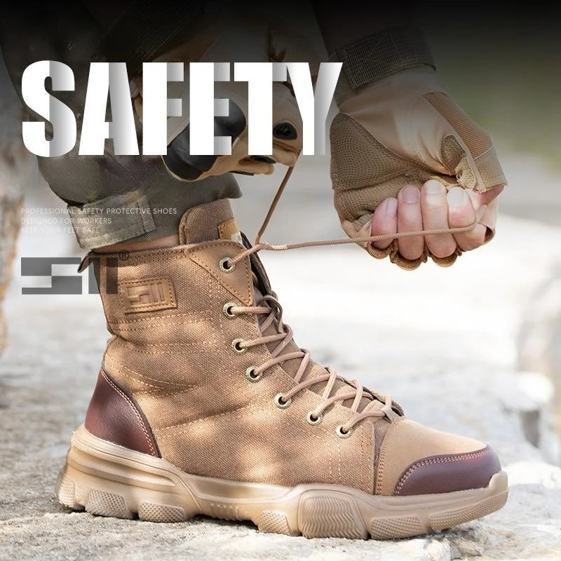 Men Safety Boots For Work Non Slip Platform Sneakers Steel Toe Cap Botas Anti-Puncture Indestructible Hiking Security Shoes