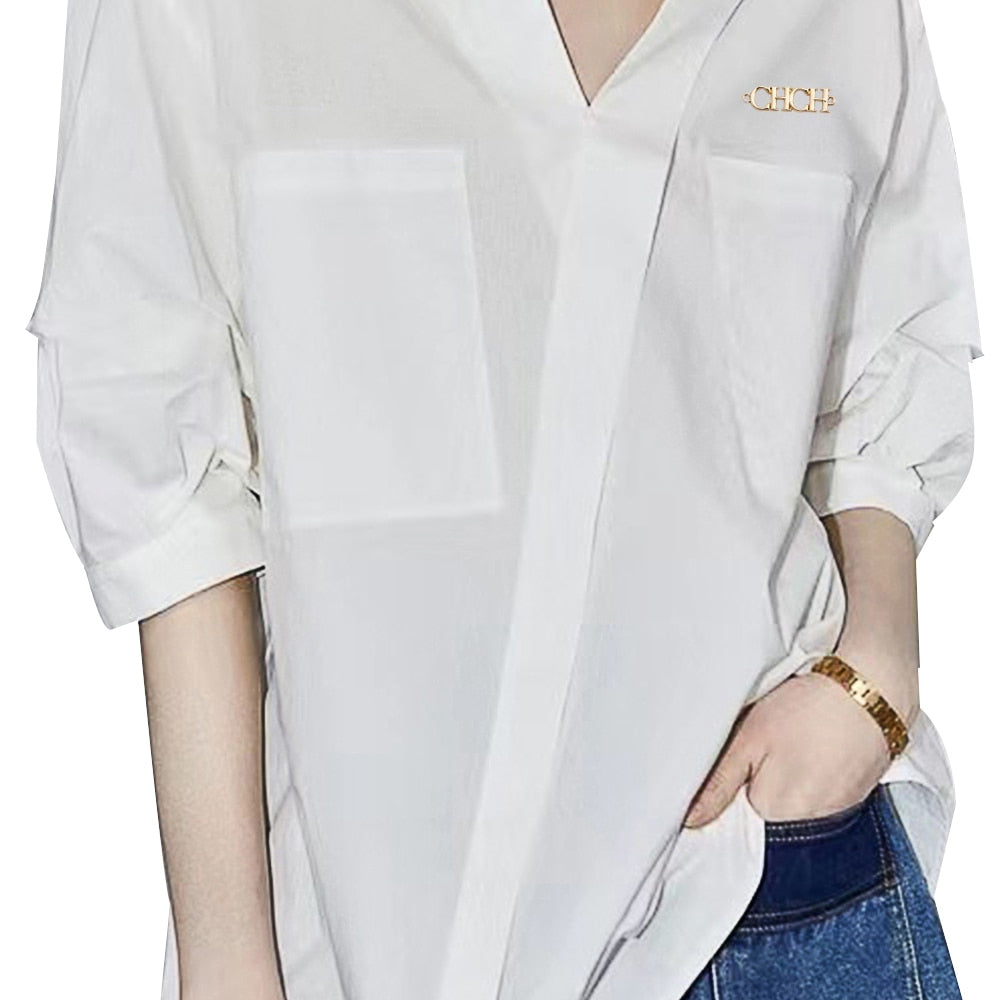 CHCH Fashion New Designer Style Shirt Women's 2023 Long Sleeve Loose Thin Light Luxury Top Women's Shirt