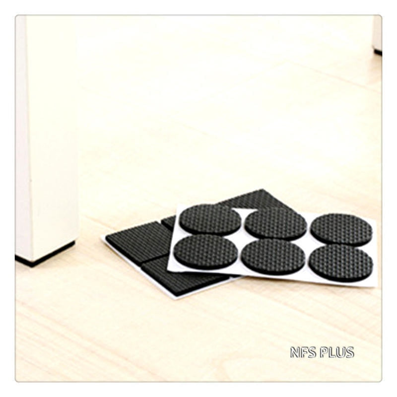 6 Pack Protective Pads For Chair and Tables 46MM Square Round Black Anti Vibration Non Shake TPR Sticky Anti-Slip Floor Mat Pad