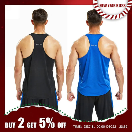 2 Pack Running Muscle Tank Top for Men Dry-Fit Workout Sleeveless Tops Breathable Y-Back Shirts Training Bodybuilding Vests