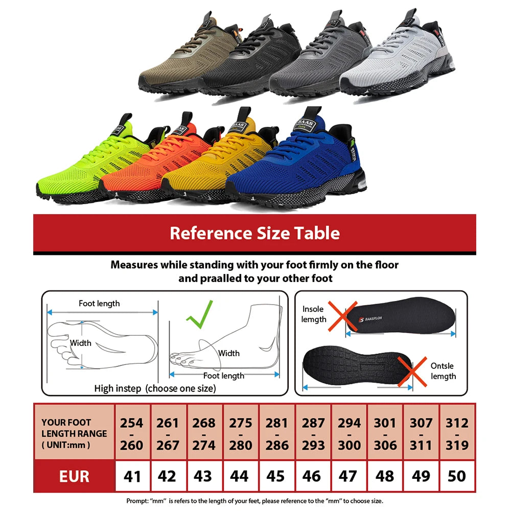 Baasploa Professional Running Shoes For Men Lightweight Men's Designer Mesh Sneakers Lace-Up Male Outdoor Sports Tennis Shoe