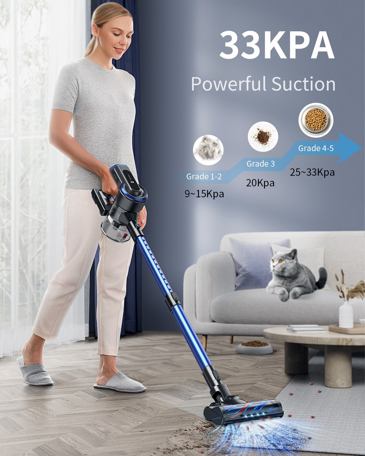 400W 33Kpa 5 Speed HD Touch Screen Cordless Wireless Vacuum Cleaner for Home Appliance 55 Mins Removable Battery Aspiradora S12