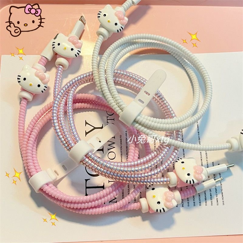 Hello Kitty Kawaii Data Cable Protection Rope Girl Charger Protective Case Headphone Winding Protection Rope Girl Gifts