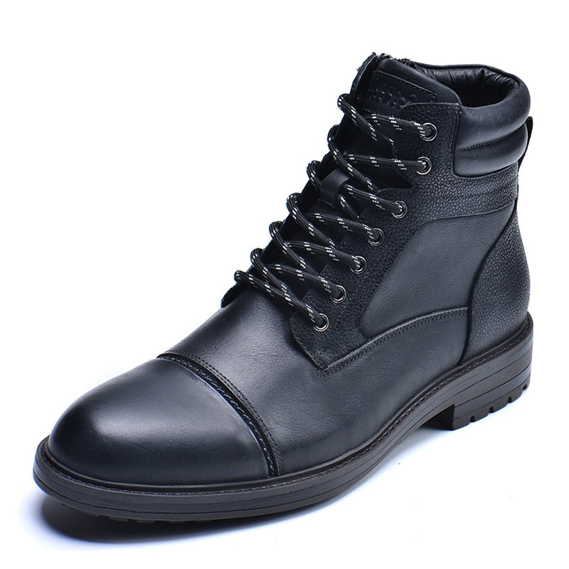 VRYHEID High Quality Men Boots Genuine Leather Autumn Winter High Top Shoes Business Casual British Ankle Boots Big Size 7.5-13