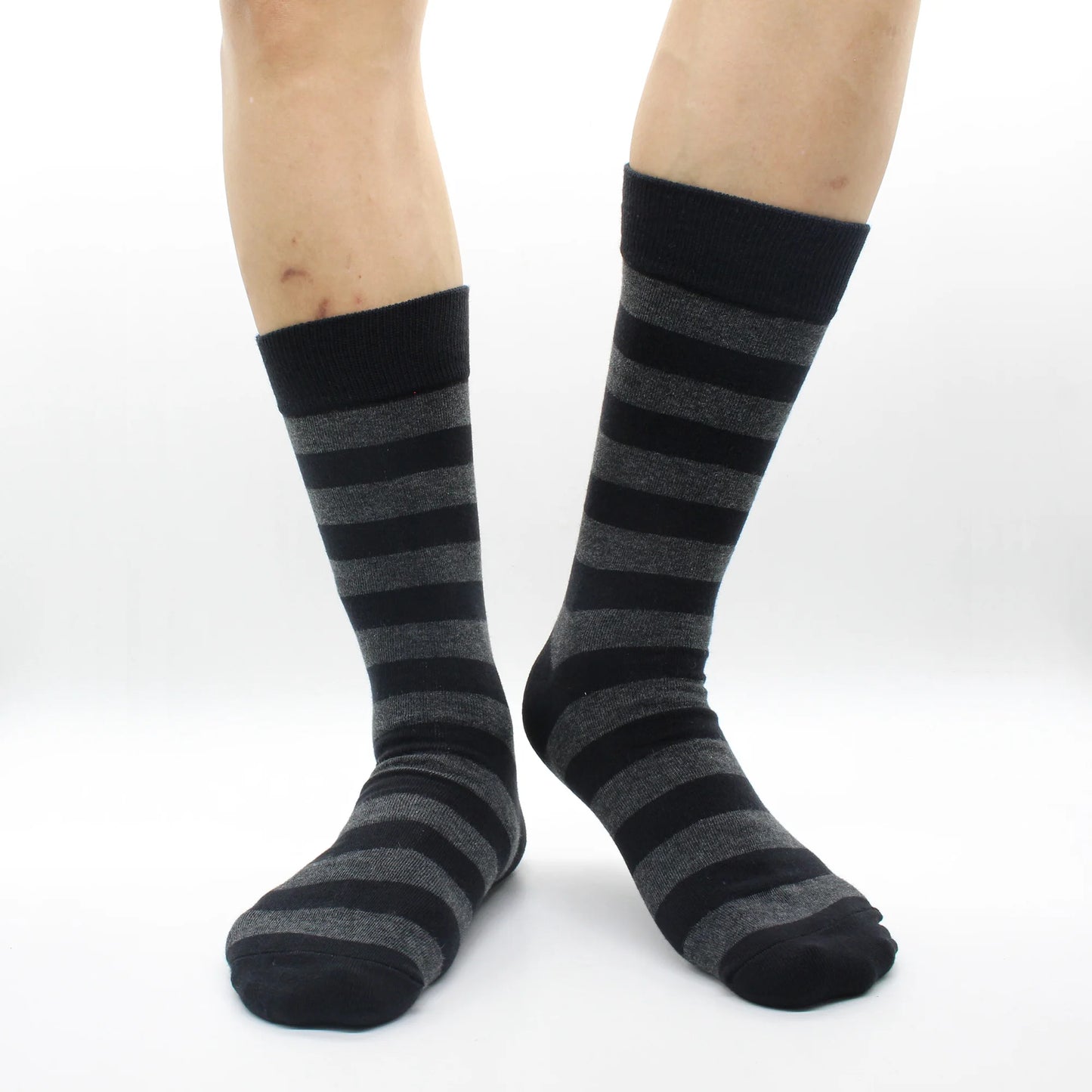 5 Pairs Large Size Fashion Business Men Dress Socks High Quality Stripe Black Gray Pure Men Cotton Socks Size EU41-48