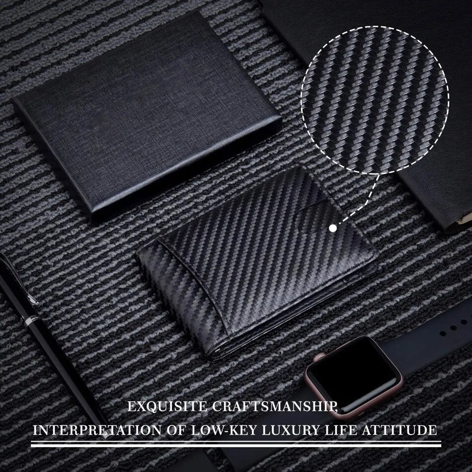 Rfid Carbon Fiber Men Wallets Card Holder Money Bag Slim Thin Mini Wallet Male Small Short Purse Black Walet Billfold Vallet