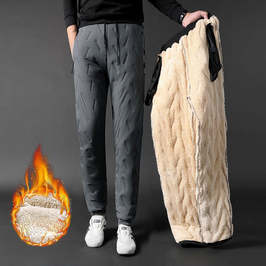 New Winter Men's Casual Pants Thick Warm Windproof Jogger Pants Men Solid Fleece Trouser Mens Warm Sweatpants Plus Size 7XL