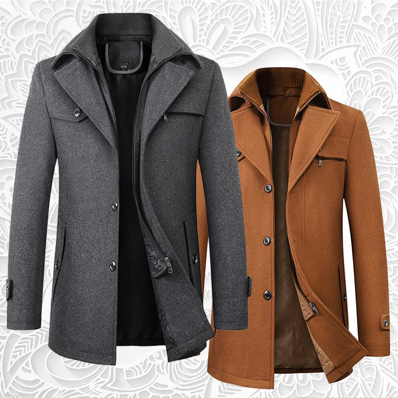 New Autumn Winter Woolen Coat Men's Business Casual Fashion Men's Thickened Warm Extra Large Men's Trendy Trench