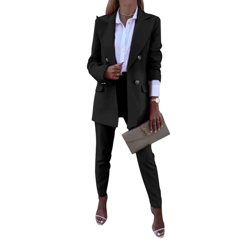 CM.YAYA Elegant Women Pants Suit and Long Sleeve Blazer Matching Set Office Lady Streetwear Chic Two 2 Piece Set 2022 Outfits