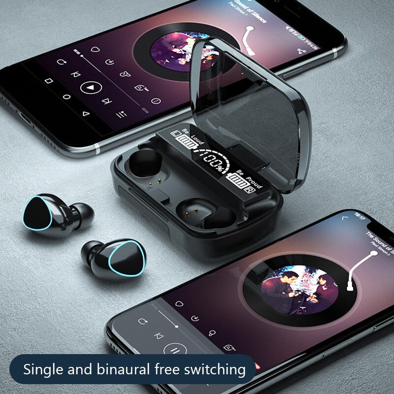 TWS M10 Wireless Bluetooth 5.1 Earphones 2000mA Portable Mini Power Bank Wireless Bluetooth Game Music Earphones for iPhone