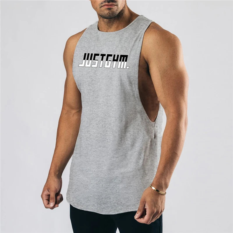 Gym Fitness Mens Bodybuilding Casual Vest Muscle Sleeveless Workout Tank Tops Summer Absorb Sweat Cotton Breathable Loose Shirt
