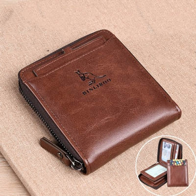 2021 Fashion Men's Coin Purse Wallet RFID Blocking Man Leather Wallet Zipper Business Card Holder ID Money Bag Wallet Male