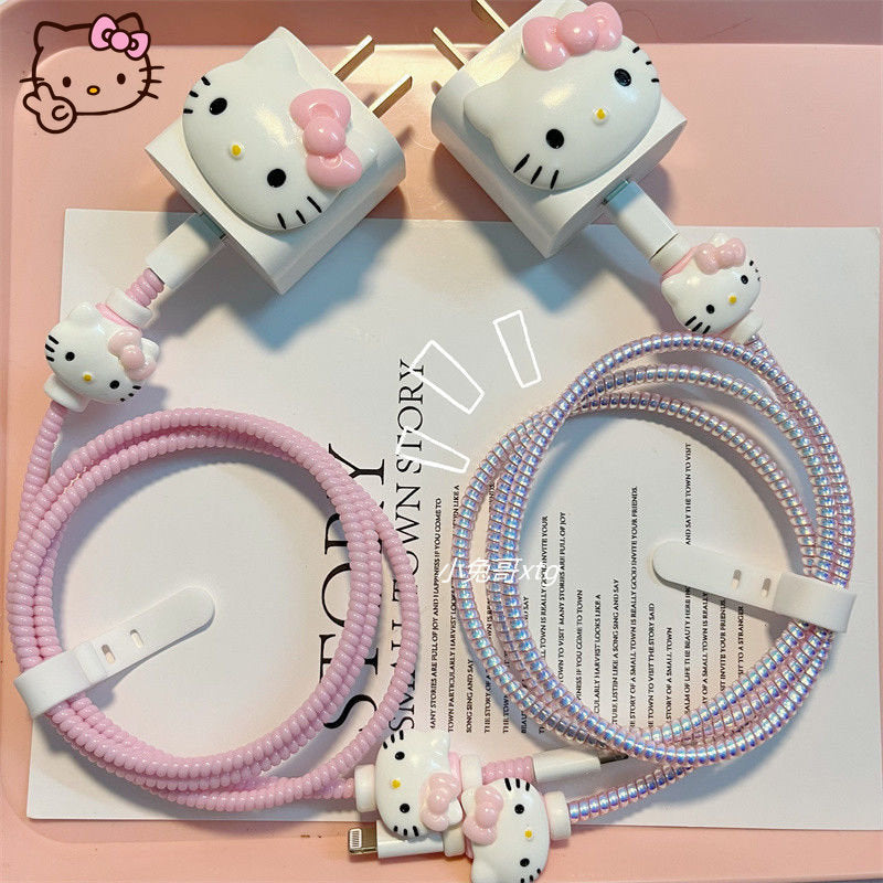 Hello Kitty Kawaii Data Cable Protection Rope Girl Charger Protective Case Headphone Winding Protection Rope Girl Gifts