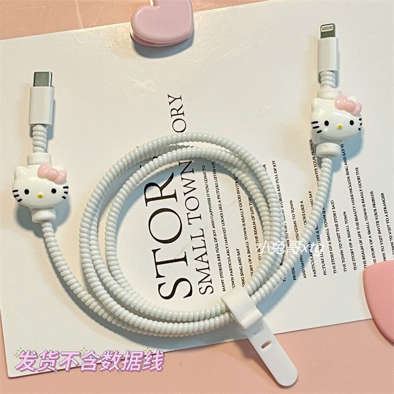 Hello Kitty Kawaii Data Cable Protection Rope Girl Charger Protective Case Headphone Winding Protection Rope Girl Gifts