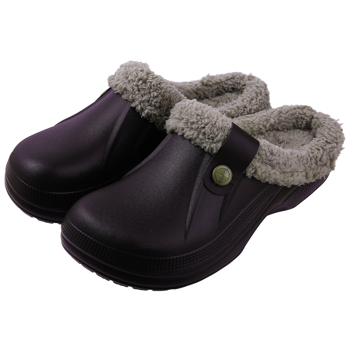 Comwarm Indoor Women Warm Slippers Garden Shoes Soft Waterproof EVA Plush Slippers Female Clogs Couples Home Bedroom Fuzzy Shoes