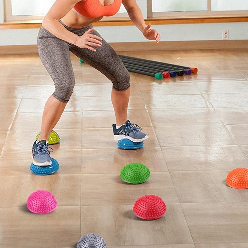 2 Pcs Foot Massage Ball PVC Inflatable Yoga Half Balls Anti-Slip Massage Point Fit Exercise Balance For Home Gym Fitness Pilates