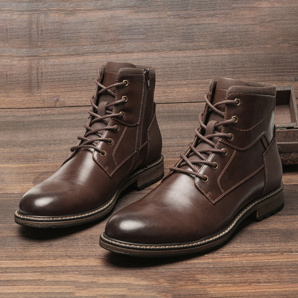 Dark Brown Men boots Spring British Style Leather Boots Retro Men Ankle Boots