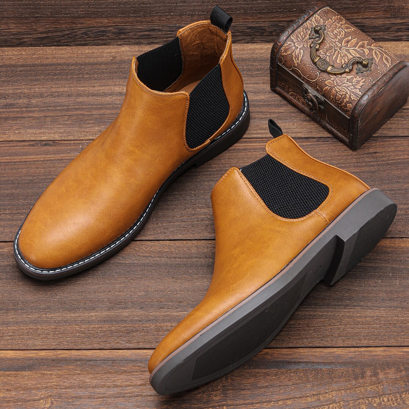 40~46 Chelsea Boots Men 2023 Brand Comfortable Fashion Leather Men Boots #KD5318