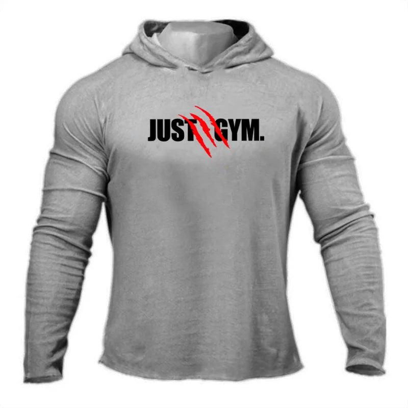 Autumn Slim Fit Hooded T Shirt Mens Cotton Gym T-shirt Men Sports Long Sleeve Shirt Spring Bodybuilding Tee Tops Fitness tshirt