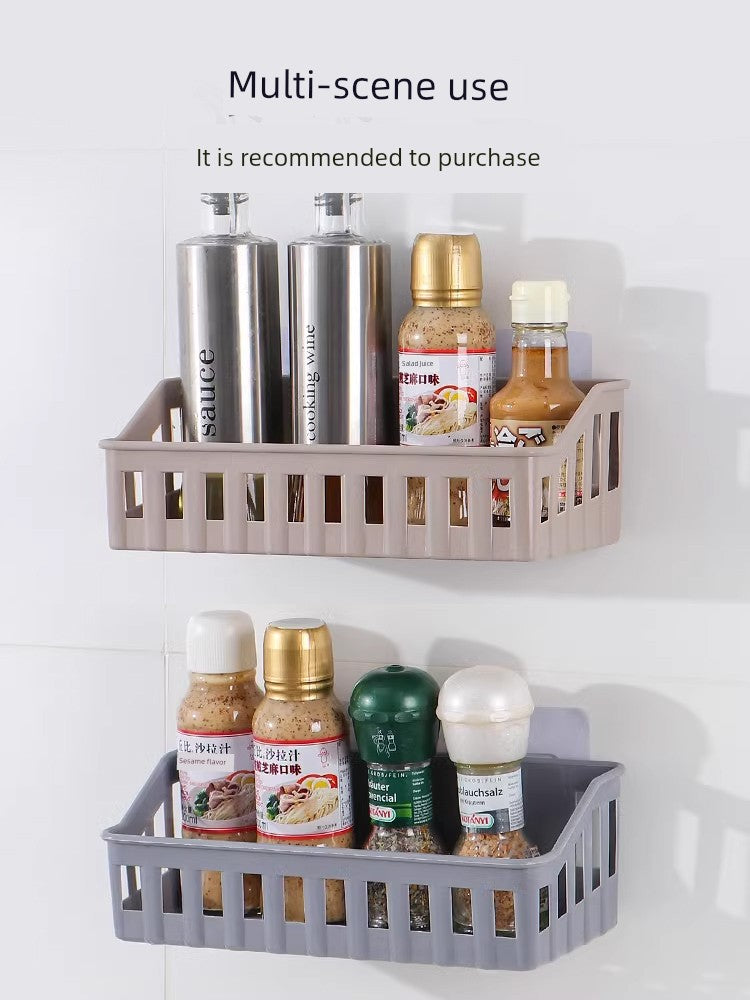 Punch-Free Kitchen Wall-Mounted Plastic Storage Rack