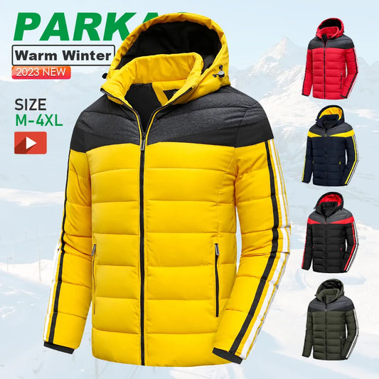 Men 2023 Winter Brand New Casual Warm Thick Waterproof Jacket Parkas Coat Men New Autumn Outwear Windproof Hat Parkas Jacket Men